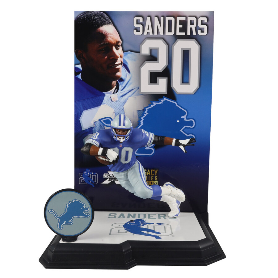 barry sanders wblue jersey detroit lions gold label nfl 7 figure mcfarlanes sportspicks