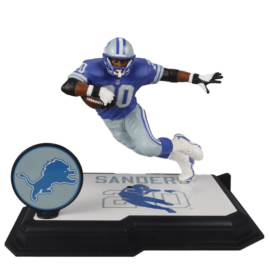 barry sanders wblue jersey detroit lions gold label nfl 7 figure mcfarlanes sportspicks