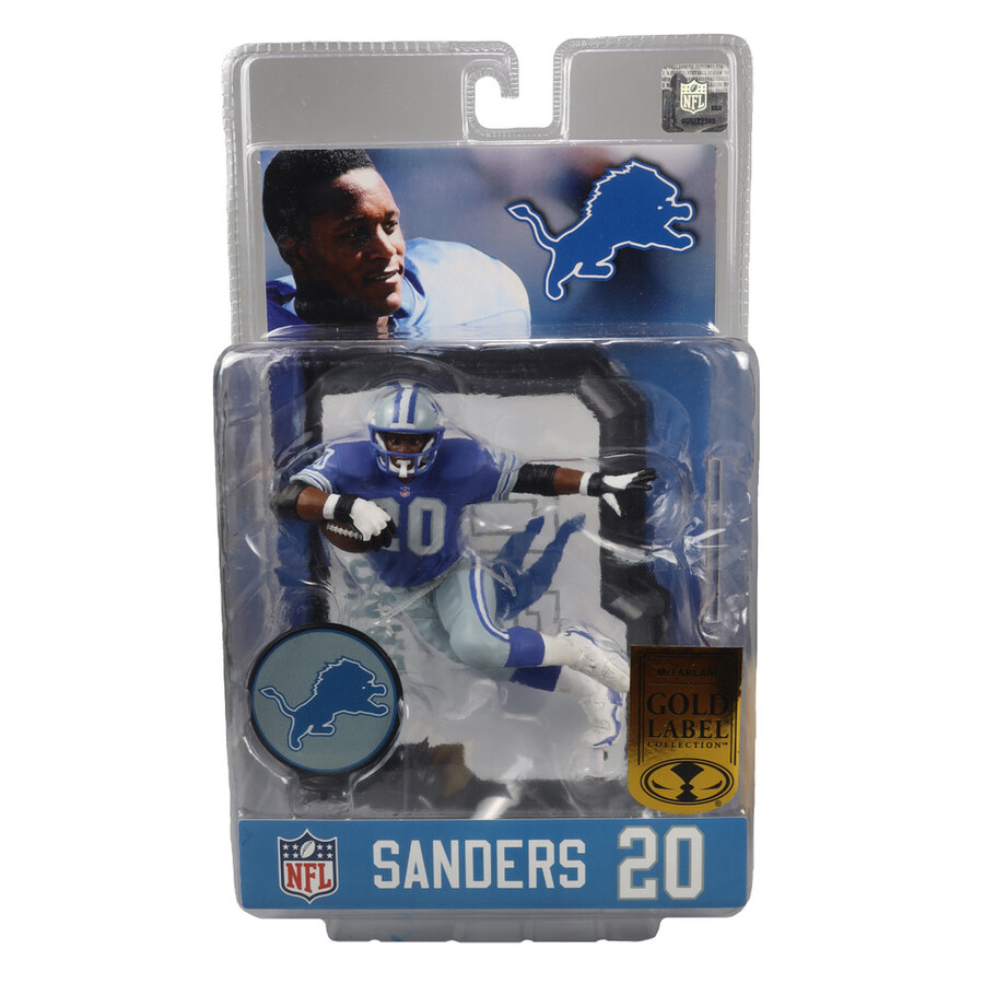 barry sanders wblue jersey detroit lions gold label nfl 7 figure mcfarlanes sportspicks